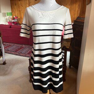 BANANA REPUBLIC Ivory Cream Black Nautical Style Short Sleeve Sheath Dress – 6